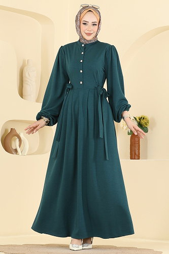 moda selvim Dress 24045UKBK1160 Petroleum - Thumbnail