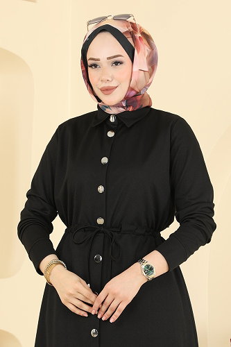 moda selvim Dress 24047UKBK1160 Black - Thumbnail