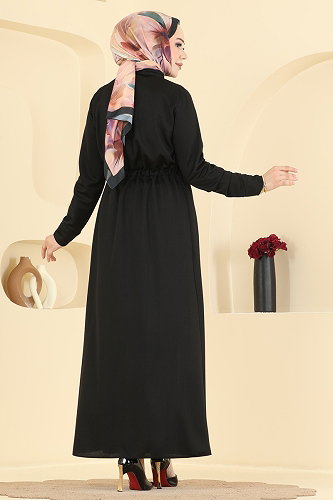 moda selvim Dress 24047UKBK1160 Black - Thumbnail