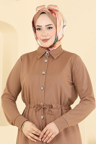 moda selvim Dress 24047UKBK1160 Latte - Thumbnail
