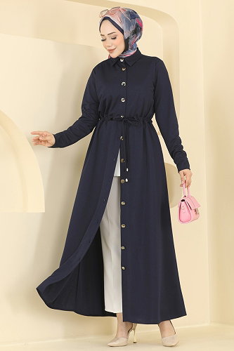 moda selvim Dress 24047UKBK1160 Navy Blue - Thumbnail