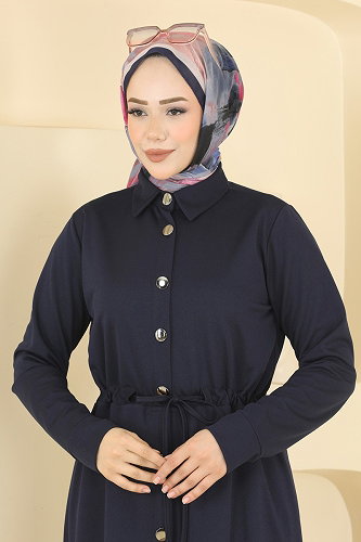 moda selvim Dress 24047UKBK1160 Navy Blue - Thumbnail