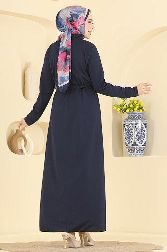 moda selvim Dress 24047UKBK1160 Navy Blue - Thumbnail