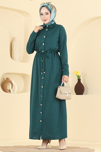 moda selvim Dress 24047UKBK1160 Petroleum - Thumbnail