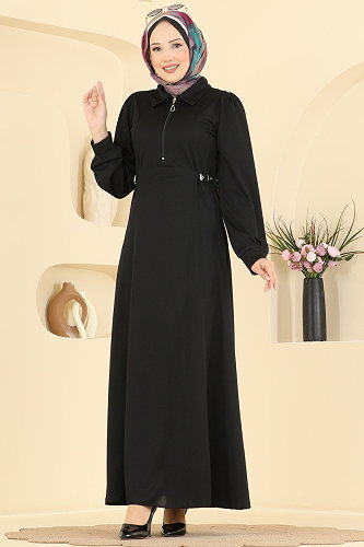 moda selvim Dress 24051UKBK1160 Black - Thumbnail