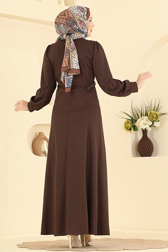 moda selvim الفستان بني 24051UKBK1160 - Thumbnail