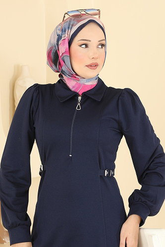 moda selvim Dress 24051UKBK1160 Navy Blue - Thumbnail