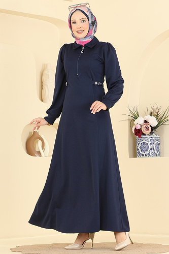 moda selvim Dress 24051UKBK1160 Navy Blue - Thumbnail