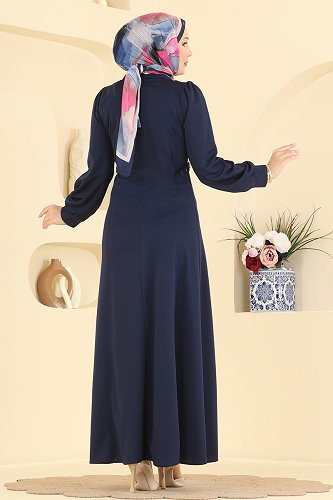 moda selvim Dress 24051UKBK1160 Navy Blue - Thumbnail