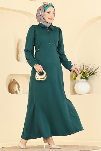 moda selvim Dress 24051UKBK1160 Petroleum - Thumbnail