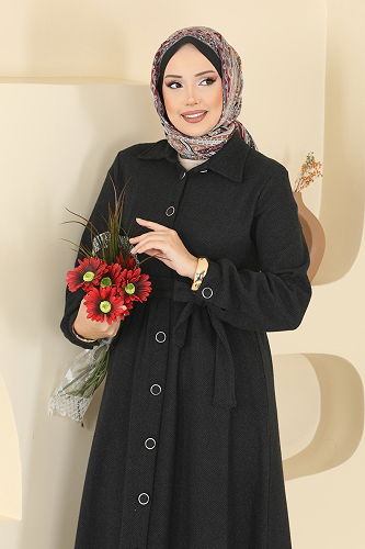 moda selvim Dress 24082UKBK1160 Black - Thumbnail