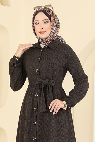 moda selvim Dress 24082UKBK1160 Brown - Thumbnail