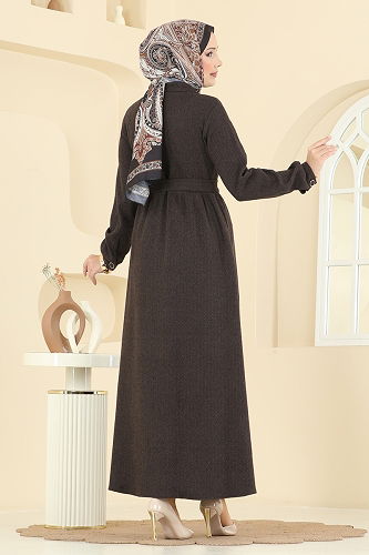 moda selvim Dress 24082UKBK1160 Brown - Thumbnail