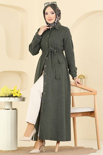 moda selvim Dress 24082UKBK1160 Khaki - Thumbnail