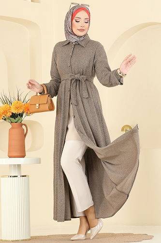 moda selvim الفستان بيج 24082UKBK1160 - Thumbnail