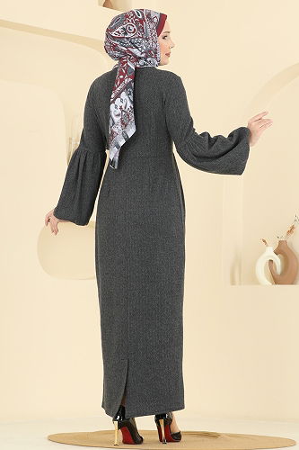 moda selvim Dress 24085UKBK1160 Anthracite - Thumbnail