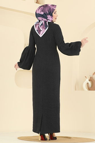 moda selvim Dress 24085UKBK1160 Black - Thumbnail