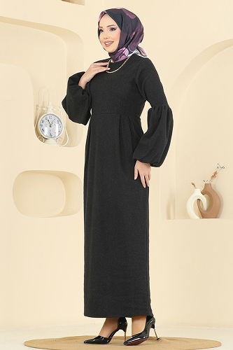 moda selvim الفستان أسود 24085UKBK1160 - Thumbnail