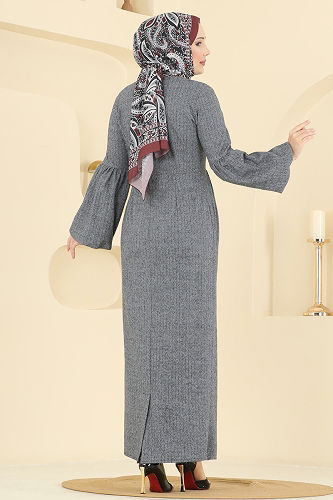moda selvim Dress 24085UKBK1160 Gray - Thumbnail