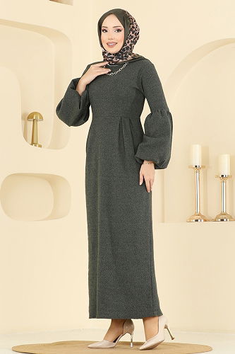 moda selvim Dress 24085UKBK1160 Khaki - Thumbnail