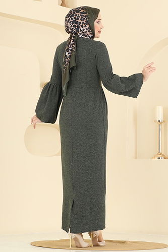 moda selvim Dress 24085UKBK1160 Khaki - Thumbnail