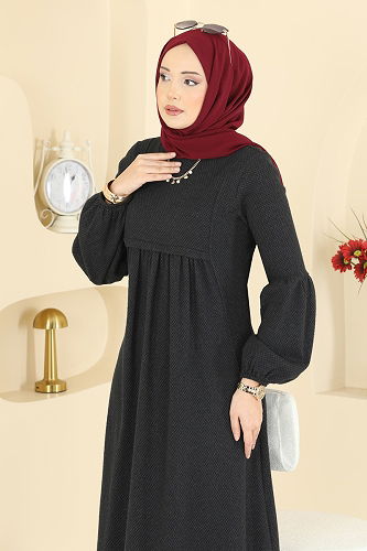 moda selvim Dress 24086UKBK1160 Black - Thumbnail