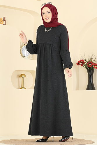 moda selvim Dress 24086UKBK1160 Black - Thumbnail