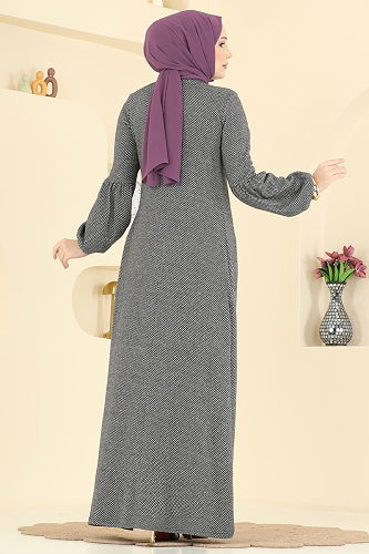 moda selvim Dress 24086UKBK1160 Gray - Thumbnail