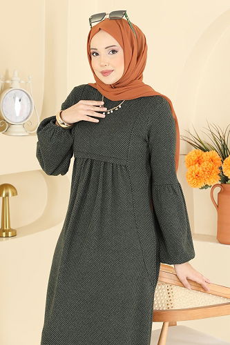 moda selvim Dress 24086UKBK1160 Khaki - Thumbnail