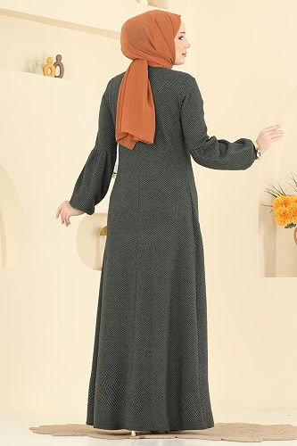 moda selvim الفستان اخضر عفني 24086UKBK1160 - Thumbnail