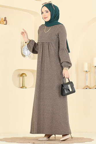 moda selvim الفستان بيج 24086UKBK1160 - Thumbnail
