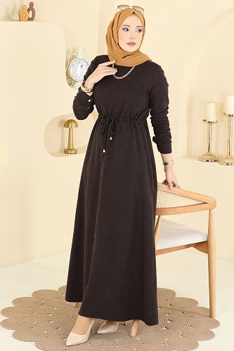 moda selvim Dress 24090UKBK1160 Brown - Thumbnail
