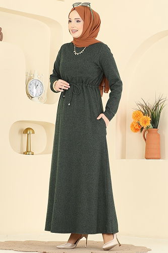 moda selvim Dress 24090UKBK1160 Khaki - Thumbnail
