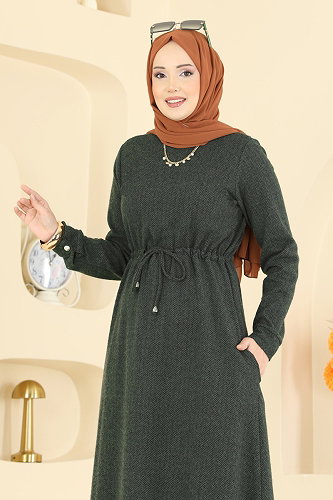 moda selvim Dress 24090UKBK1160 Khaki - Thumbnail