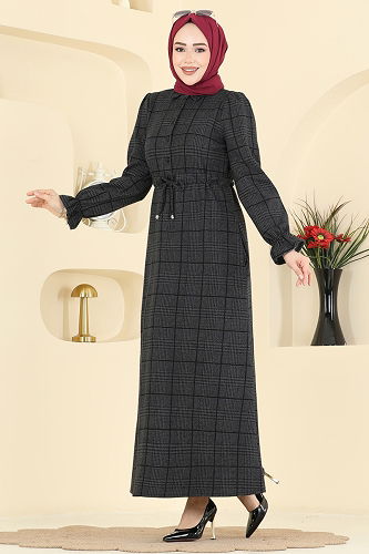 moda selvim Dress 24092UKBK1160 Anthracite - Thumbnail