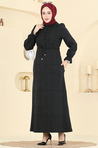 moda selvim Dress 24092UKBK1160 Black - Thumbnail