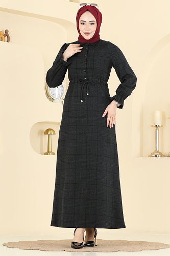 moda selvim Dress 24092UKBK1160 Black - Thumbnail