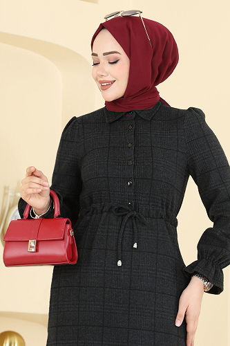 moda selvim Dress 24092UKBK1160 Black - Thumbnail