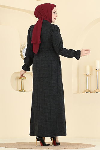 moda selvim Dress 24092UKBK1160 Black - Thumbnail