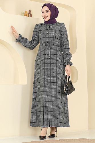 moda selvim Dress 24092UKBK1160 Gray - Thumbnail