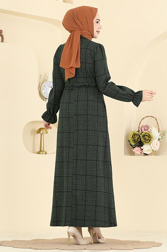 moda selvim Dress 24092UKBK1160 Khaki - Thumbnail