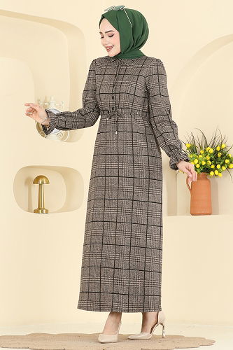 moda selvim الفستان بيج 24092UKBK1160 - Thumbnail