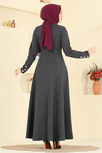 moda selvim Dress 24097UKBK1160 Anthracite - Thumbnail