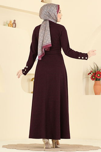 moda selvim الفستان خمري 24097UKBK1160 - Thumbnail