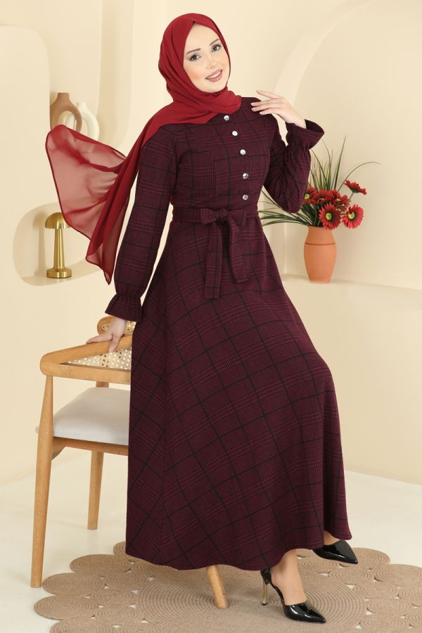 Modaselvim Dress Dress 24098UKBK1160 Burgundy