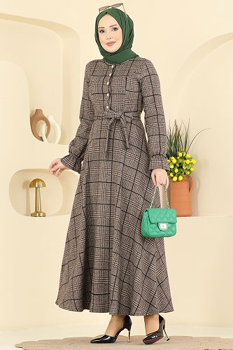 moda selvim الفستان بيج 24098UKBK1160 - Thumbnail