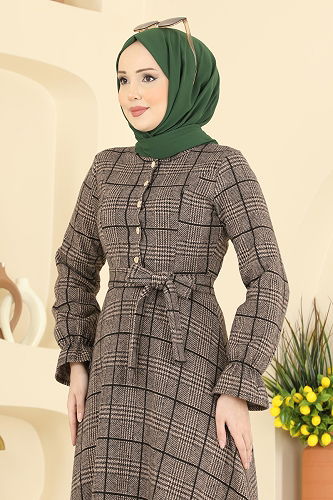 moda selvim الفستان بيج 24098UKBK1160 - Thumbnail