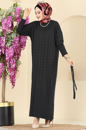 moda selvim Dress 241420TPK1167 Black - Thumbnail