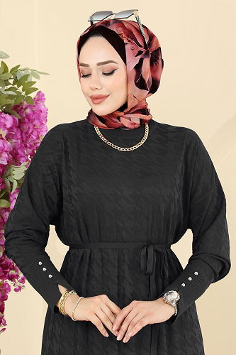 moda selvim Dress 241420TPK1167 Black - Thumbnail