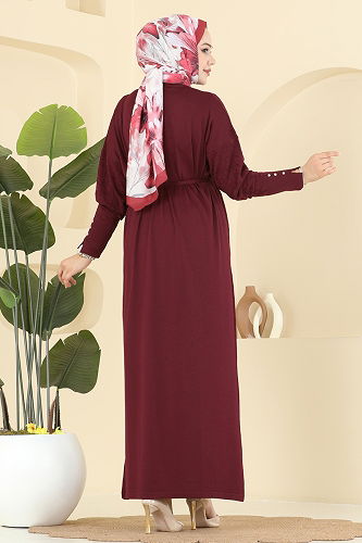 moda selvim الفستان خمري 241420TPK1167 - Thumbnail